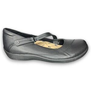 Revere Petra Black Leather Comfort Mary Jane‎ Flats Women's 12W (Fits 10.5–11)